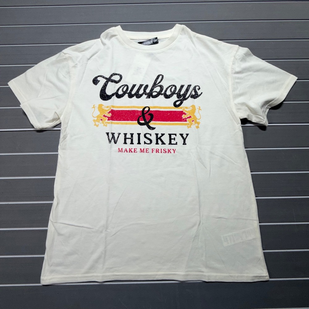 Streetwear Society Cowboys & Whiskey Graphic Tee Off White Small 00-5545